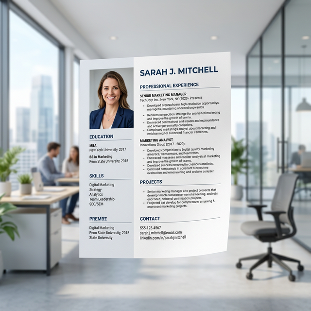 A perfect AI headshot on a modern resume