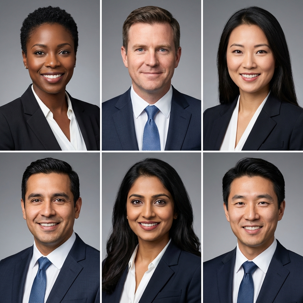 Diverse Corporate Team with Matching AI Headshots
